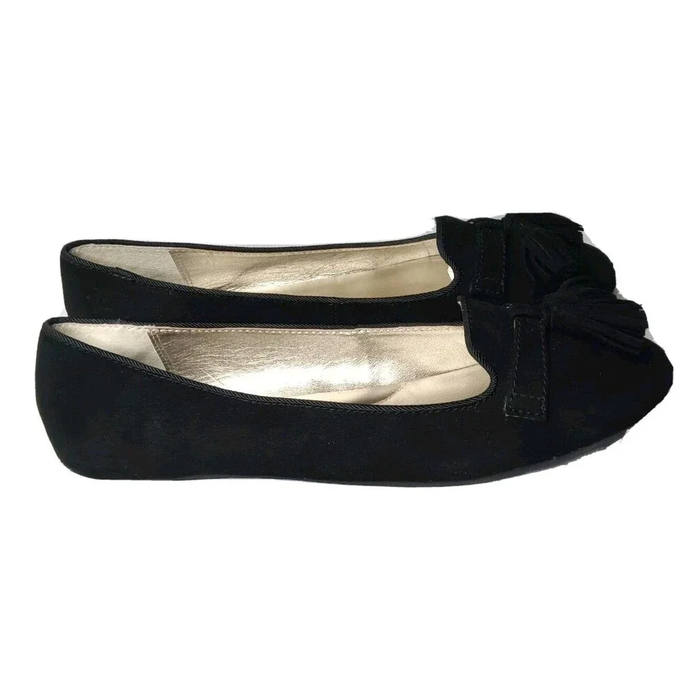 Coach Deedra Black Suede Flats Shoes Women's Size 7 B Light Weight